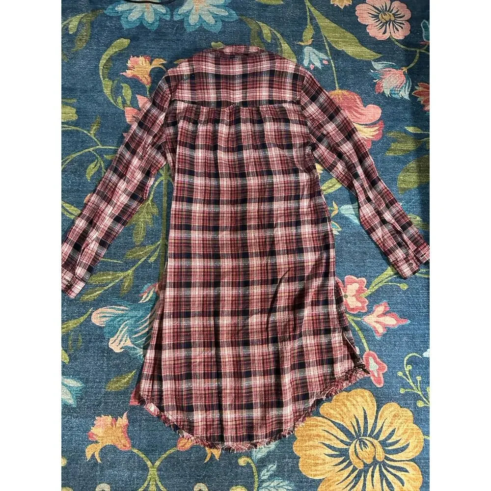 Free People Eight Days A Week Plaid Shirt Dress Size Medium